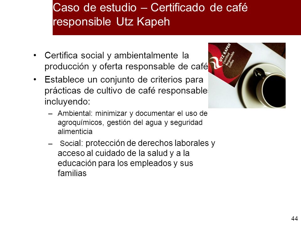 Caso de estudio – Certificado de café responsible Utz Kapeh