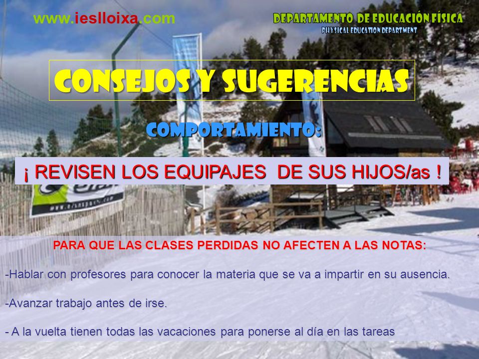 PARA QUE LAS CLASES PERDIDAS NO AFECTEN A LAS NOTAS: