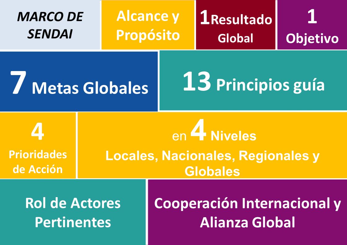 7 Metas Globales 13 Principios guía 4 Prioridades de Acción