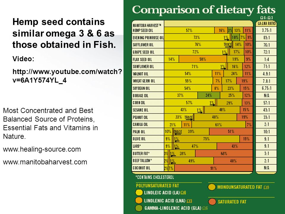 Hemp seed contains similar omega 3 & 6 as those obtained in Fish.