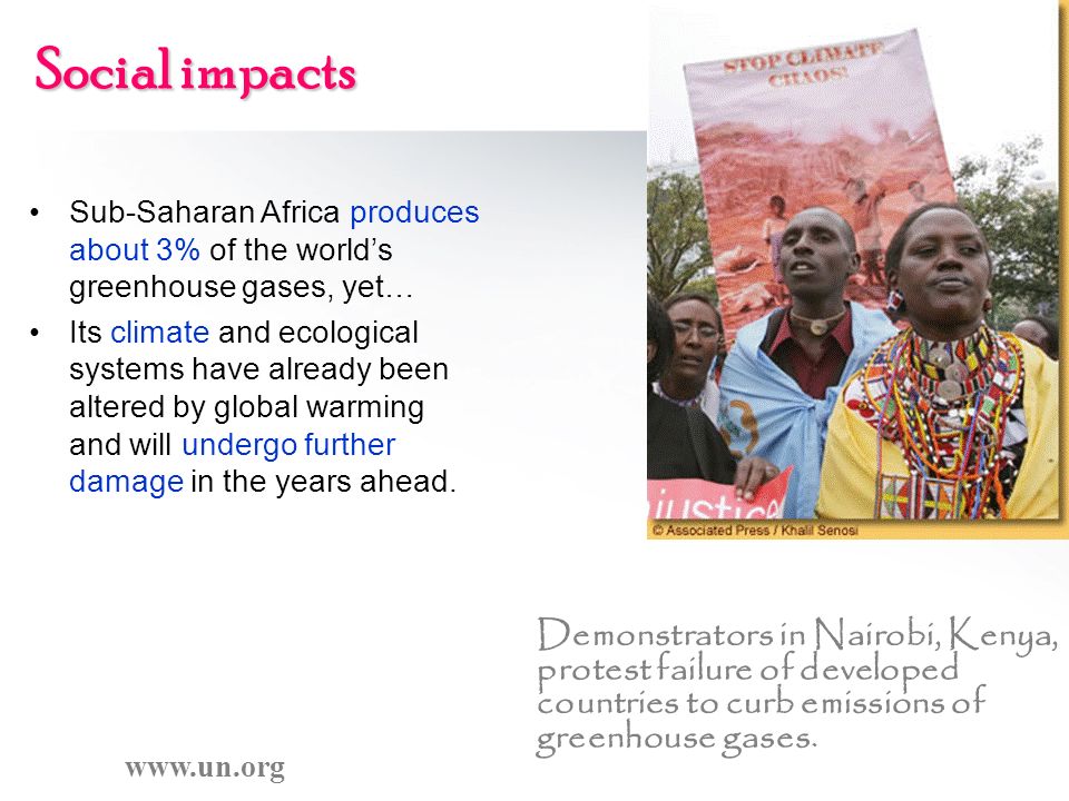 Social impacts Sub-Saharan Africa produces about 3% of the world’s greenhouse gases, yet…