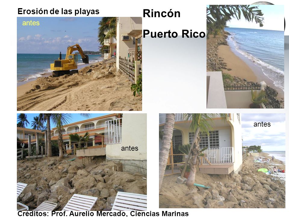 Rincón Puerto Rico Erosión de las playas antes antes antes