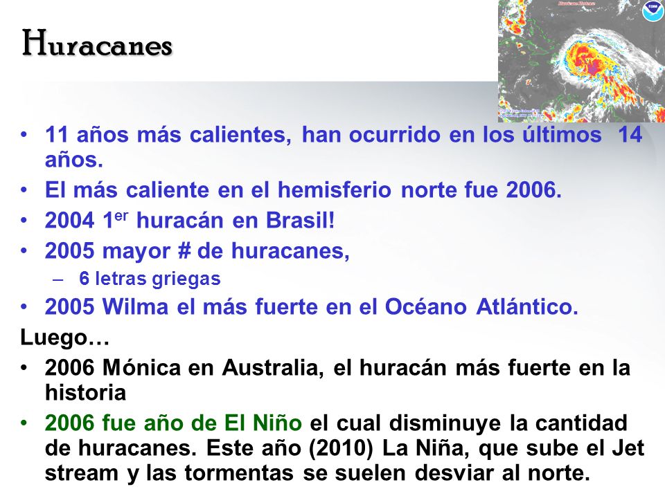 Huracanes 11 años más calientes, han ocurrido en los últimos 14 años.