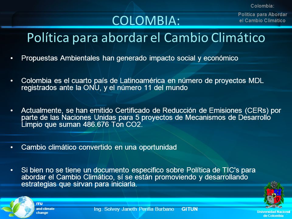 COLOMBIA: Política para abordar el Cambio Climático