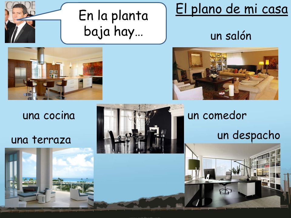 El plano de mi casa En la planta baja hay… un salón una cocina
