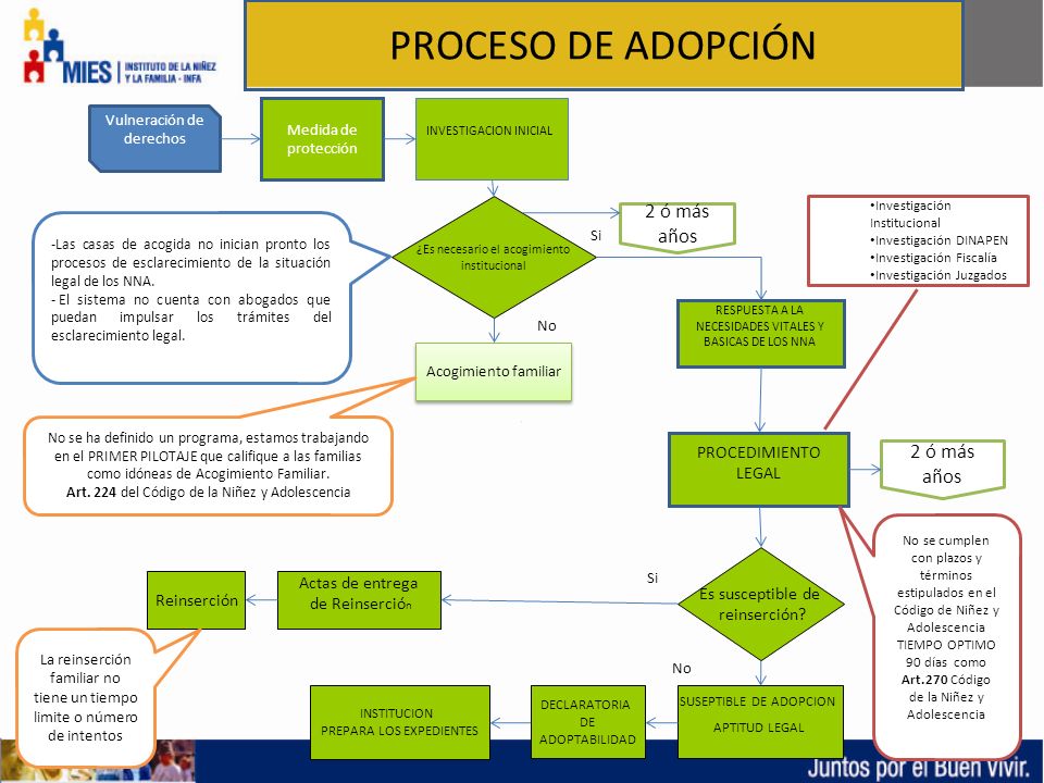PROCESO DE ADOPCIÓN 2 ó más años 2 ó más años PROCEDIMIENTO LEGAL