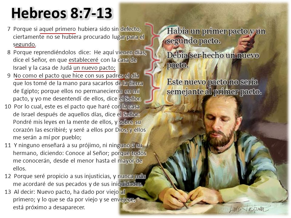 Hebreos 8:7-13 Había un primer pacto y un segundo pacto.