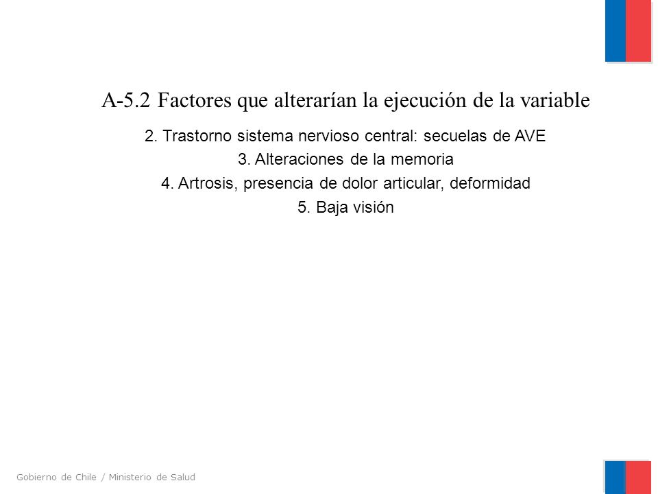 A-5.2 Factores que alterarían la ejecución de la variable