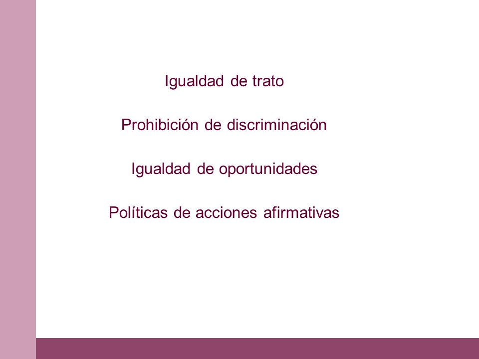 Prohibición de discriminación Igualdad de oportunidades