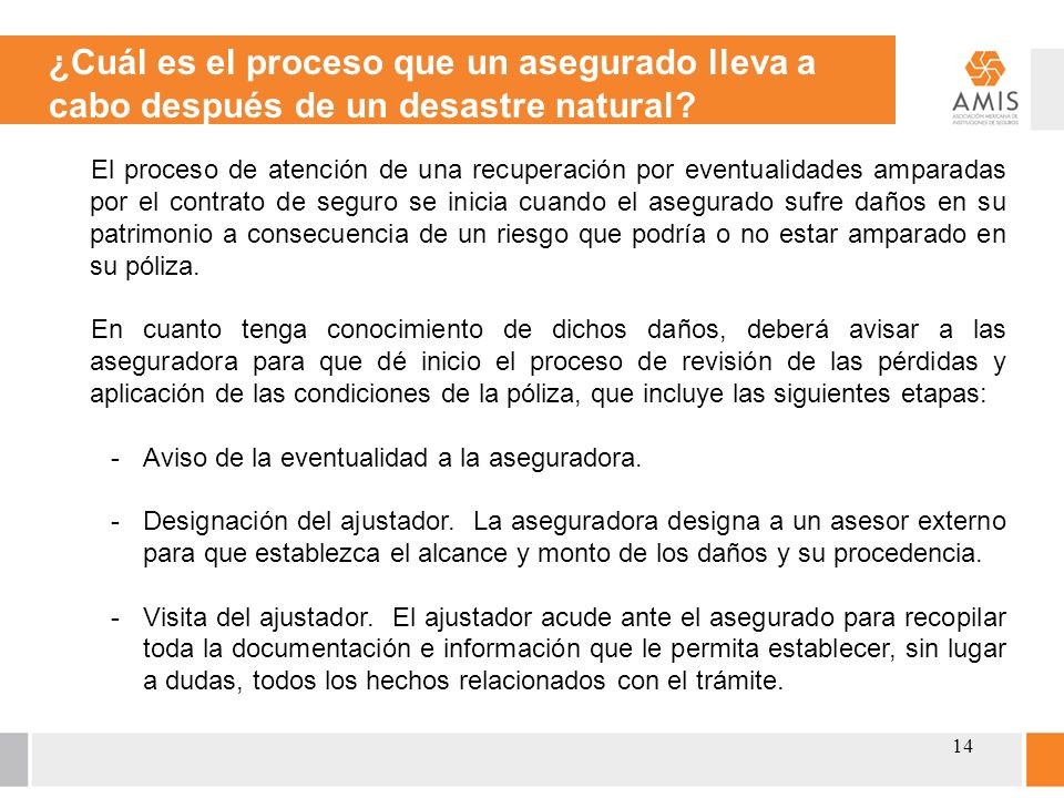 ¿Cuál es el proceso que un asegurado lleva a cabo después de un desastre natural