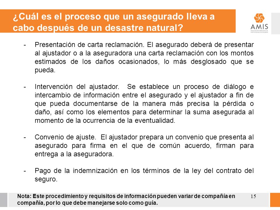 ¿Cuál es el proceso que un asegurado lleva a cabo después de un desastre natural