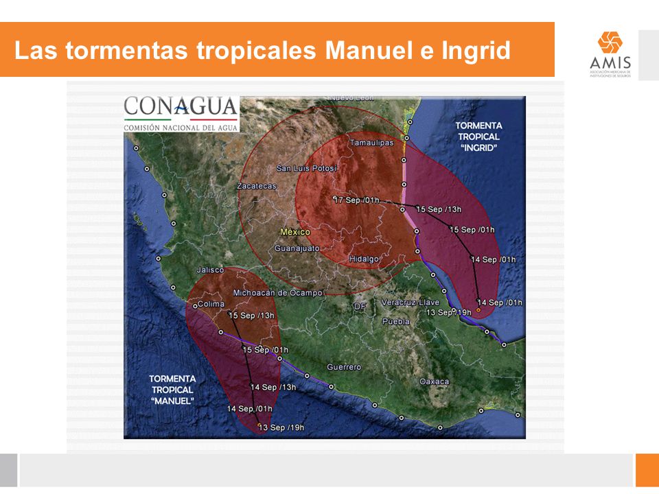 Las tormentas tropicales Manuel e Ingrid