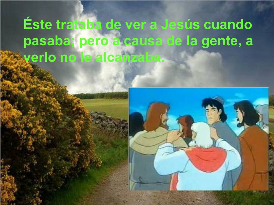 Éste trataba de ver a Jesús cuando pasaba; pero a causa de la gente, a verlo no le alcanzaba.