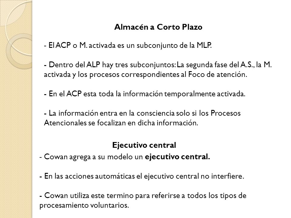 En el ACP esta toda la información temporalmente activada.