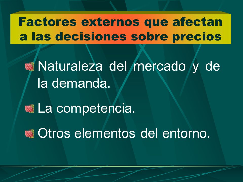 Factores externos que afectan a las decisiones sobre precios