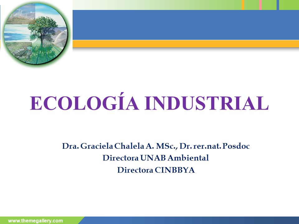 ECOLOGÍA INDUSTRIAL Dra. Graciela Chalela A. MSc., Dr. rer.nat. Posdoc