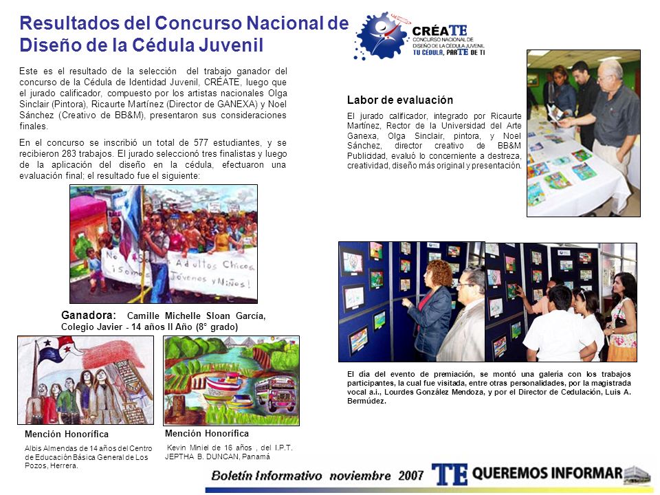 Resultados del Concurso Nacional de Diseño de la Cédula Juvenil