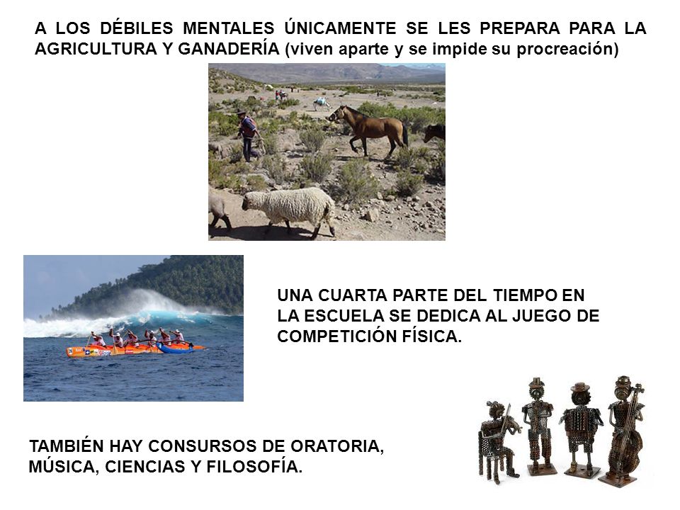 A LOS DÉBILES MENTALES ÚNICAMENTE SE LES PREPARA PARA LA AGRICULTURA Y GANADERÍA (viven aparte y se impide su procreación)