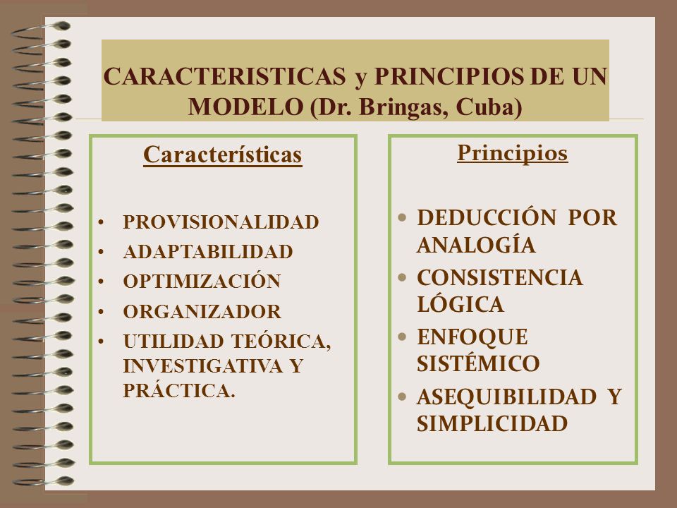 CARACTERISTICAS y PRINCIPIOS DE UN MODELO (Dr. Bringas, Cuba)