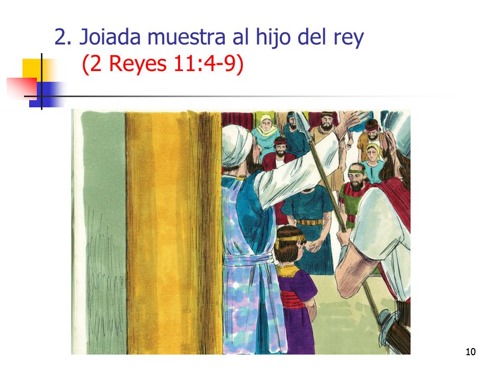 2. Joiada muestra al hijo del rey (2 Reyes 11:4-9)