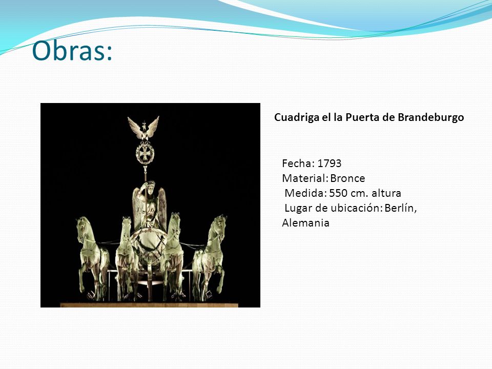 Obras: Cuadriga el la Puerta de Brandeburgo Fecha: 1793