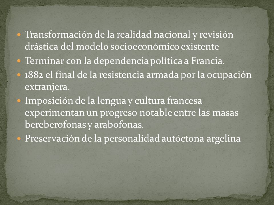 Transformación de la realidad nacional y revisión drástica del modelo socioeconómico existente