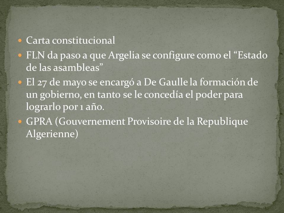 Carta constitucional FLN da paso a que Argelia se configure como el Estado de las asambleas