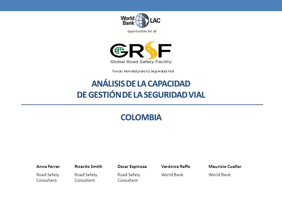 Análisis de la Capacidad de Gestión de la Seguridad Vial COLOMBIA