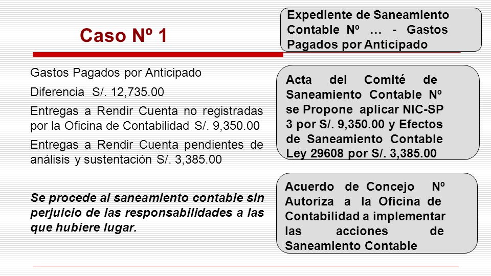 Caso Nº 1 Expediente de Saneamiento Contable Nº … - Gastos