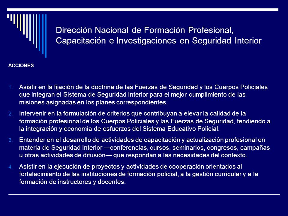 Dirección Nacional de Formación Profesional, Capacitación e Investigaciones en Seguridad Interior
