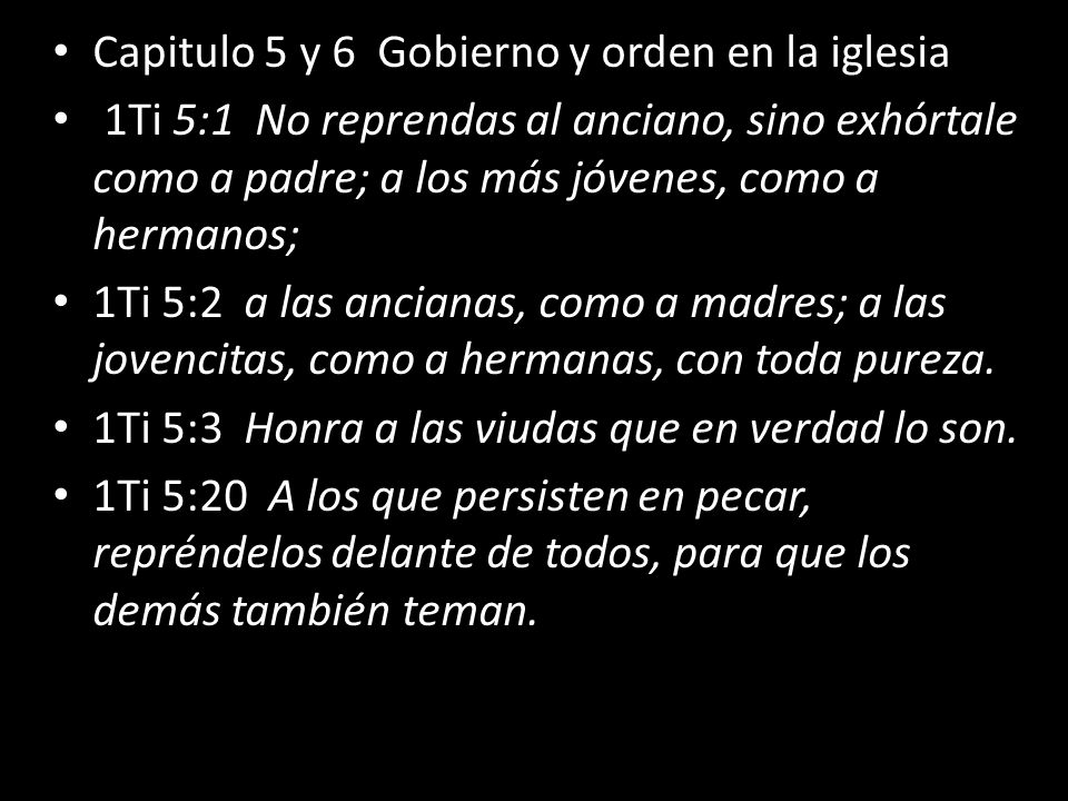 Capitulo 5 y 6 Gobierno y orden en la iglesia