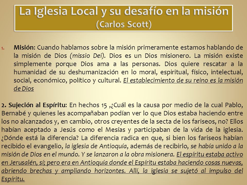 La Iglesia Local y su desafío en la misión (Carlos Scott)