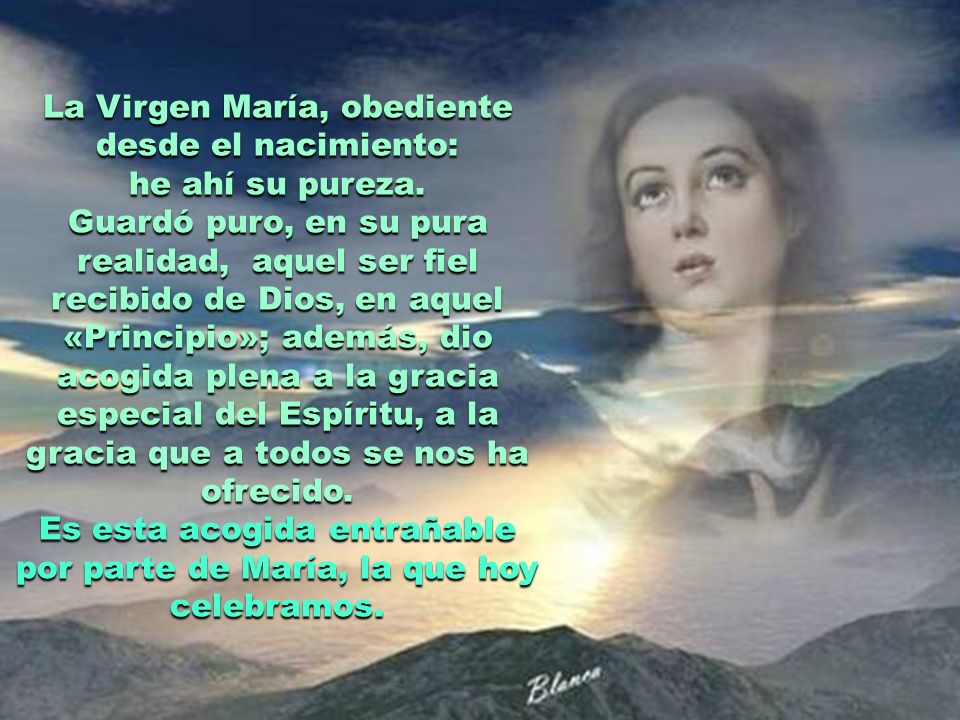 La Virgen María, obediente desde el nacimiento: he ahí su pureza.