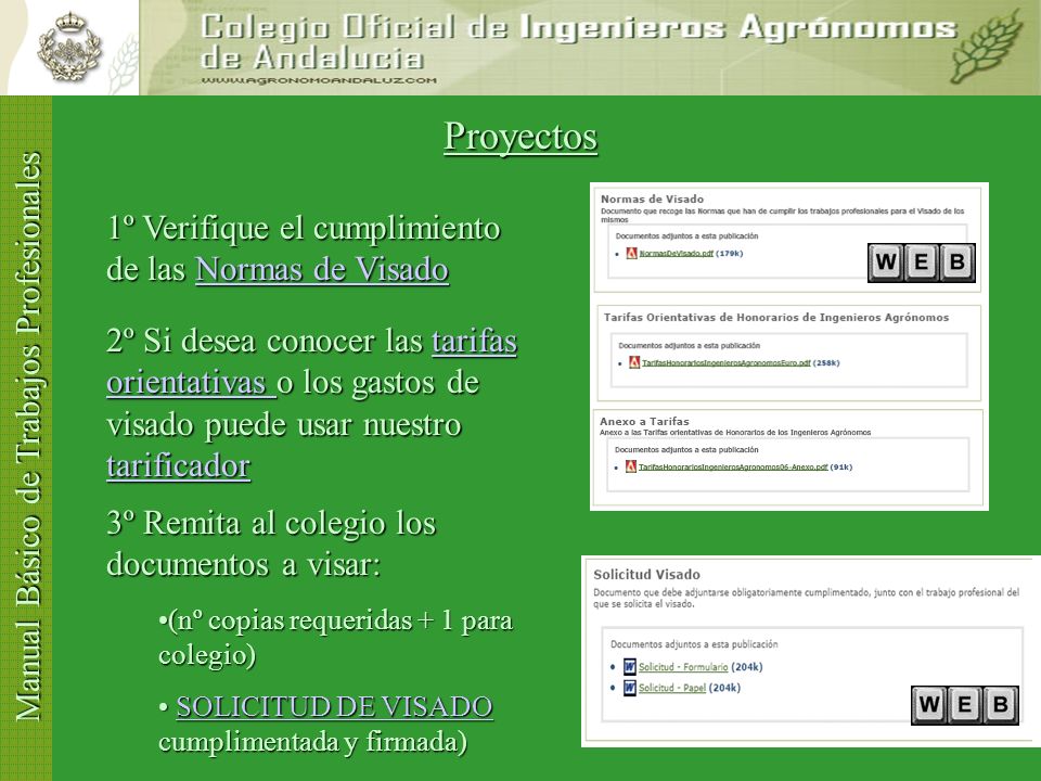 Proyectos 1º Verifique el cumplimiento de las Normas de Visado