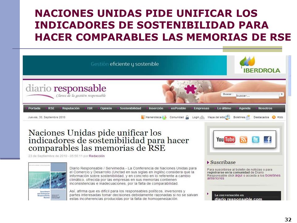 NACIONES UNIDAS PIDE UNIFICAR LOS INDICADORES DE SOSTENIBILIDAD PARA HACER COMPARABLES LAS MEMORIAS DE RSE