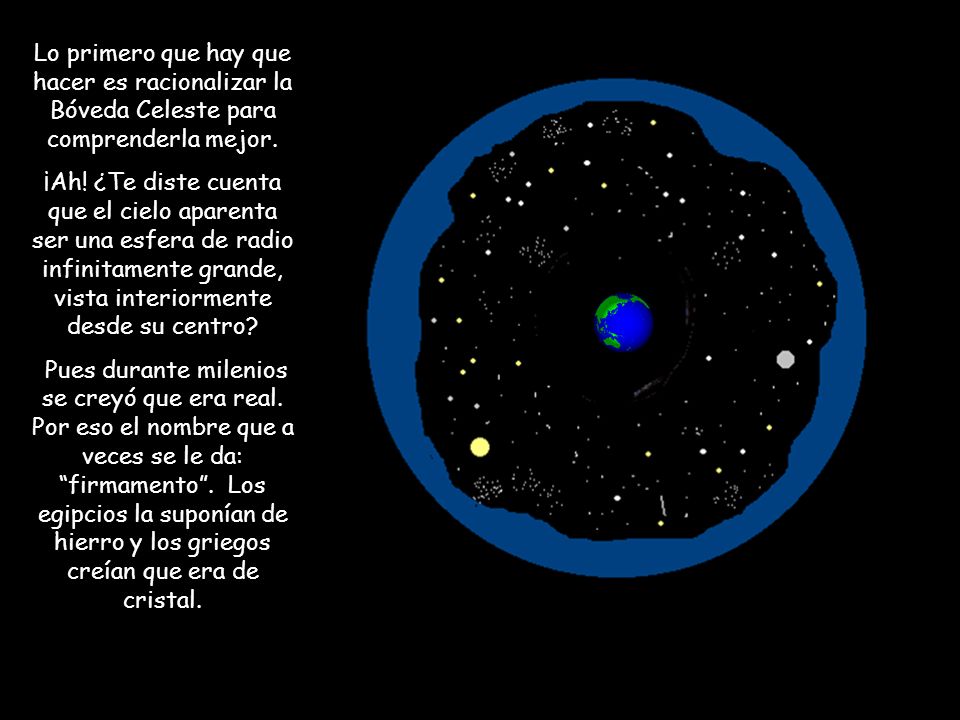 Lo primero que hay que hacer es racionalizar la Bóveda Celeste para comprenderla mejor.