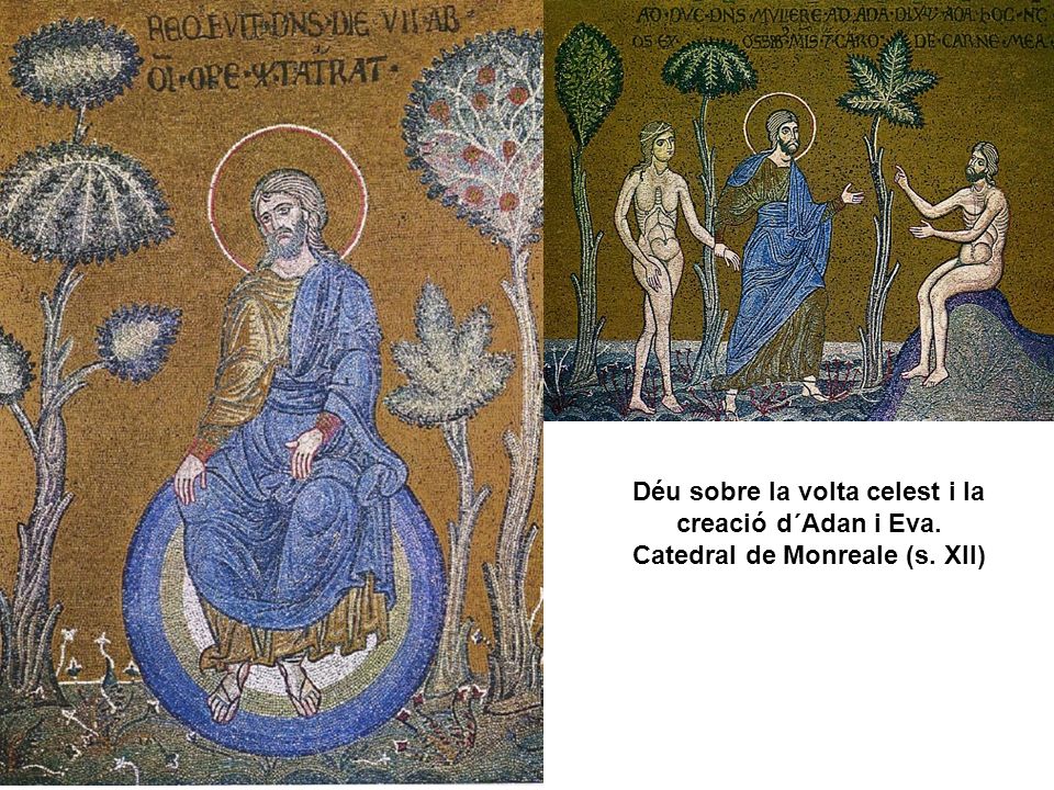 Déu sobre la volta celest i la creació d´Adan i Eva