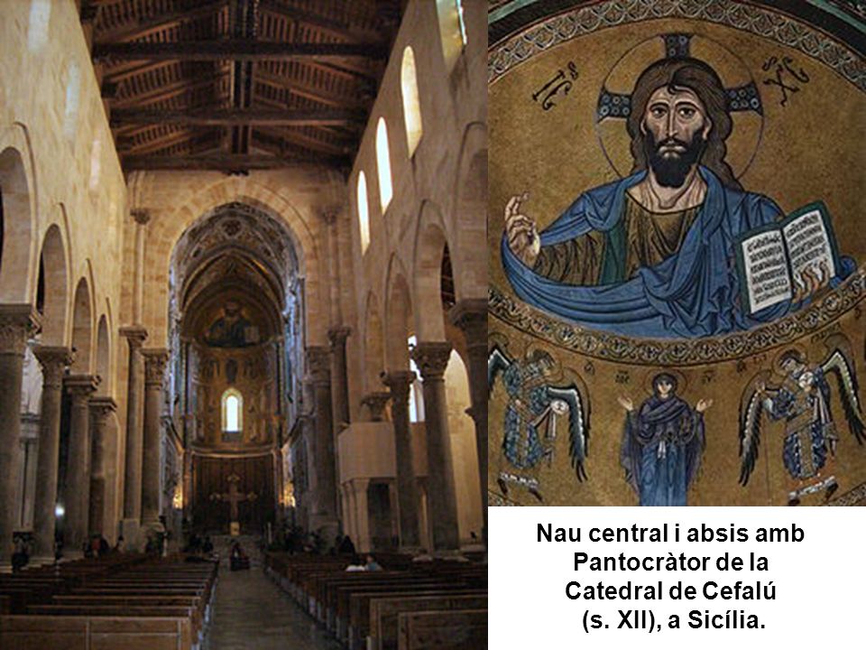 Nau central i absis amb Pantocràtor de la Catedral de Cefalú