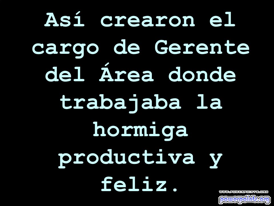 Así crearon el cargo de Gerente del Área donde trabajaba la hormiga productiva y feliz.