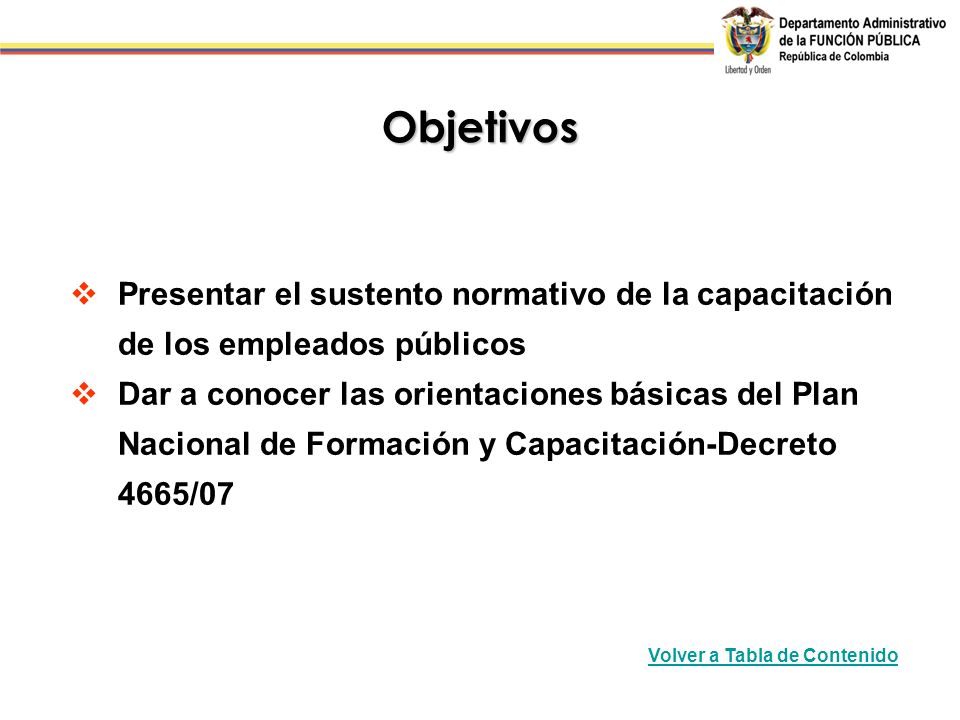 Objetivos Presentar el sustento normativo de la capacitación de los empleados públicos.