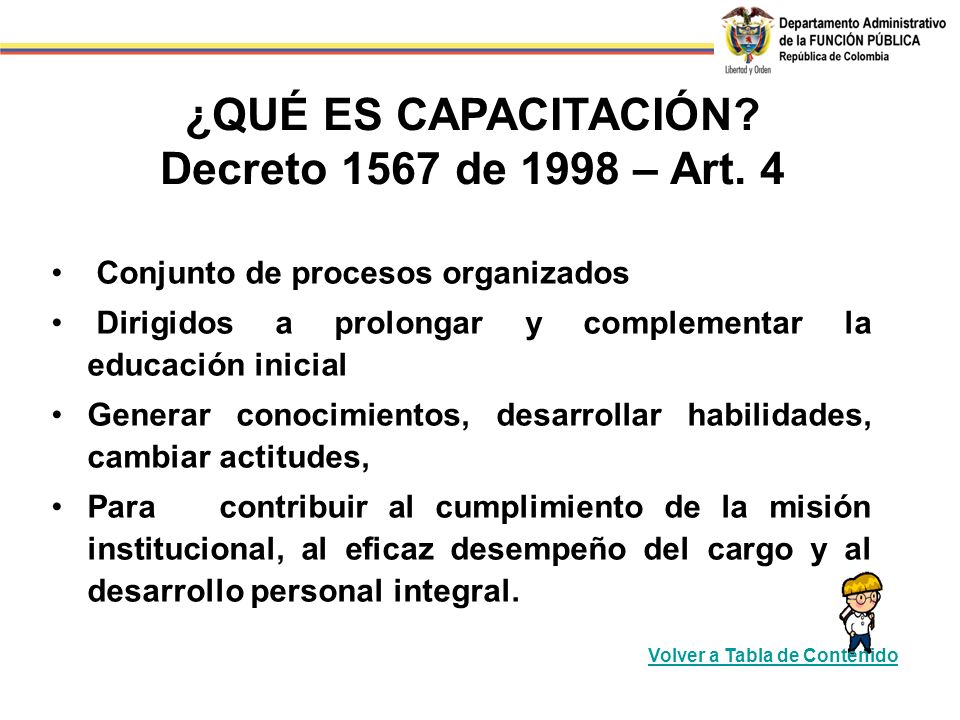 ¿QUÉ ES CAPACITACIÓN Decreto 1567 de 1998 – Art. 4