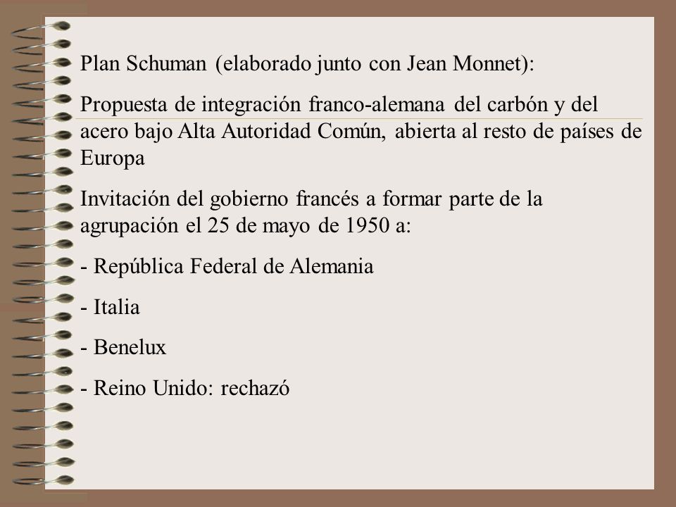 Plan Schuman (elaborado junto con Jean Monnet):