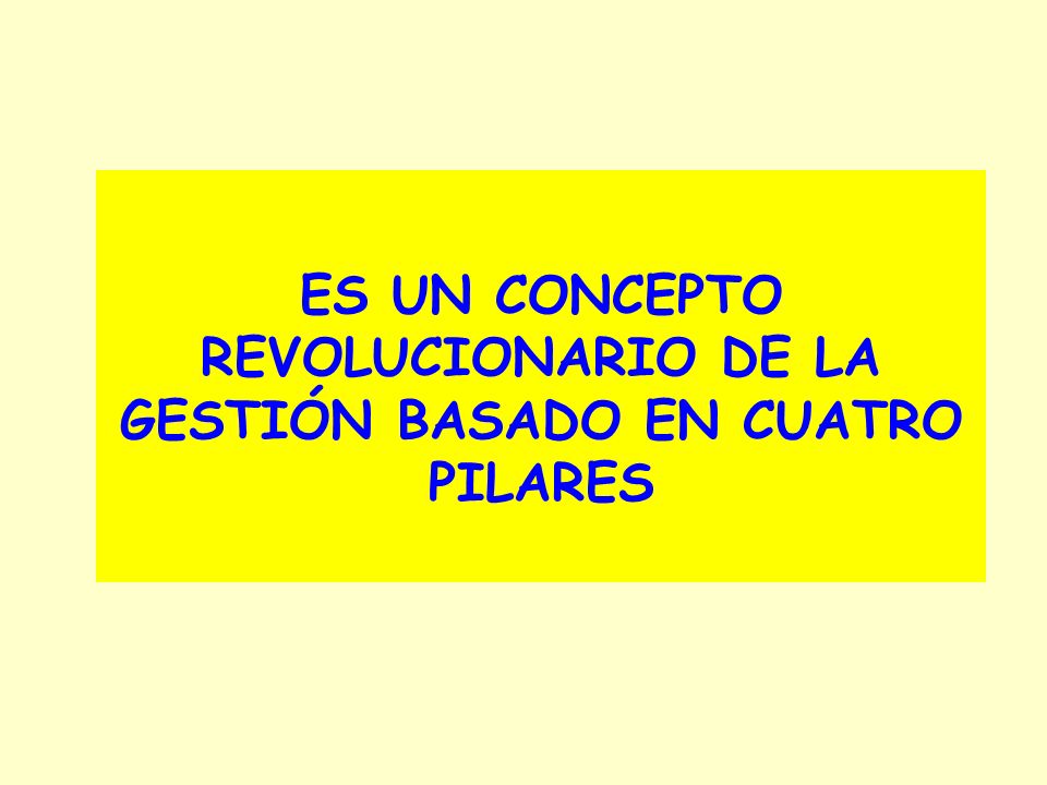 ES UN CONCEPTO REVOLUCIONARIO DE LA GESTIÓN BASADO EN CUATRO PILARES