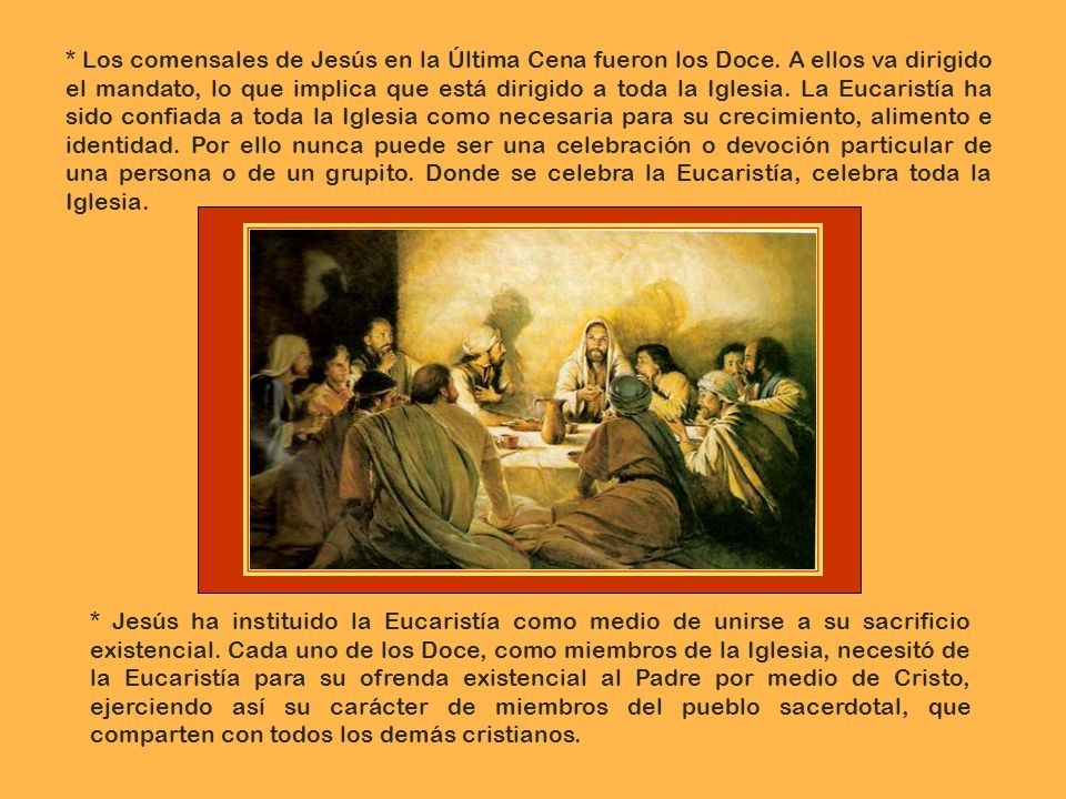 Los comensales de Jesús en la Última Cena fueron los Doce