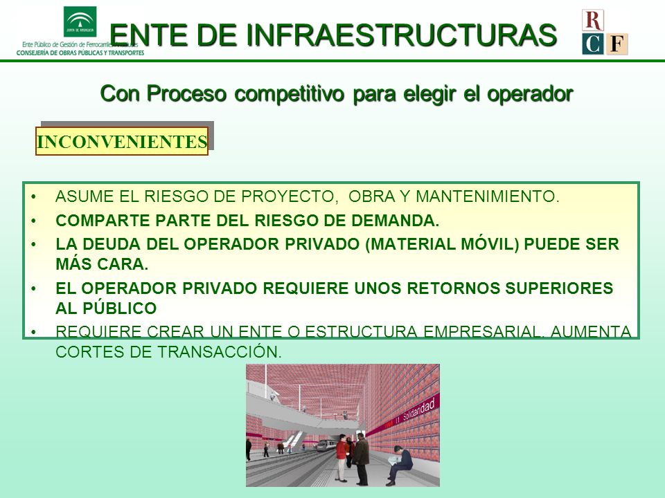 ENTE DE INFRAESTRUCTURAS Con Proceso competitivo para elegir el operador