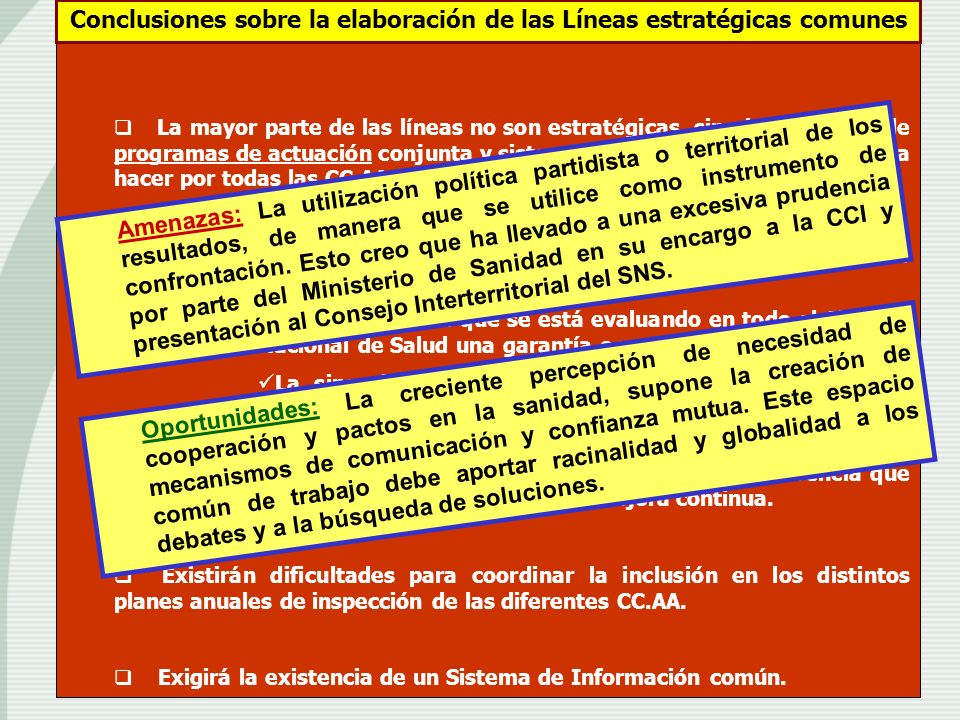 Conclusiones sobre la elaboración de las Líneas estratégicas comunes