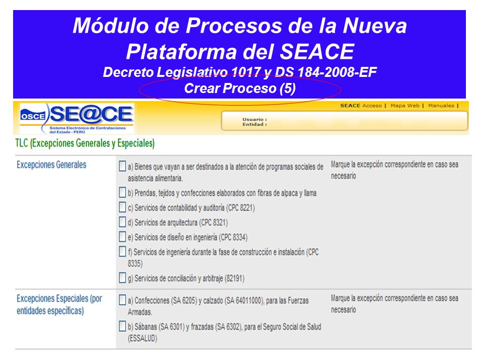 Módulo de Procesos de la Nueva Plataforma del SEACE Decreto Legislativo 1017 y DS EF Crear Proceso (5)