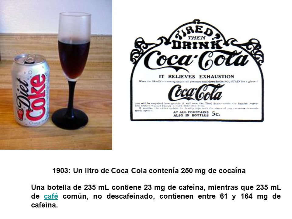 1903: Un litro de Coca Cola contenía 250 mg de cocaína
