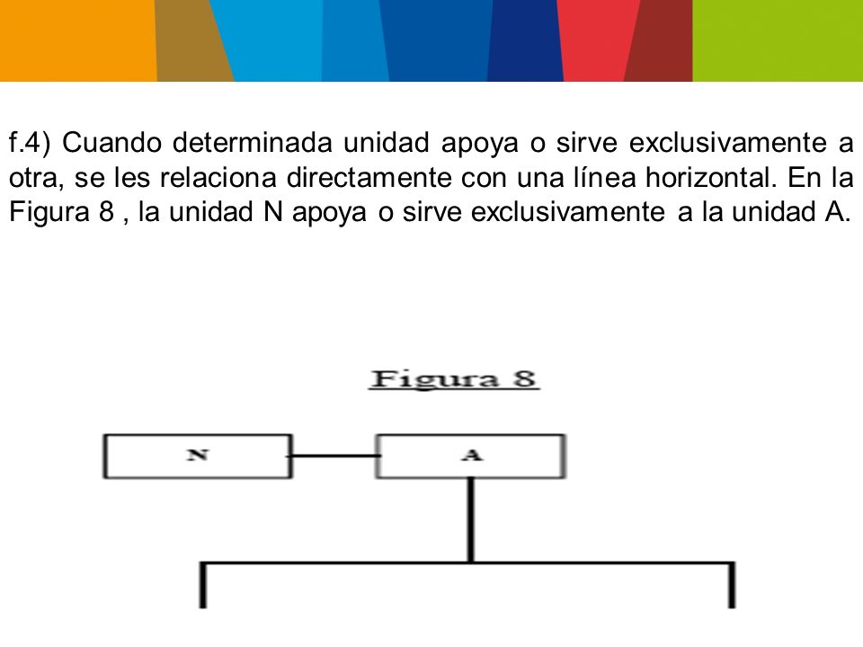 f.4) Cuando determinada unidad apoya o sirve exclusivamente a otra, se les relaciona directamente con una línea horizontal.