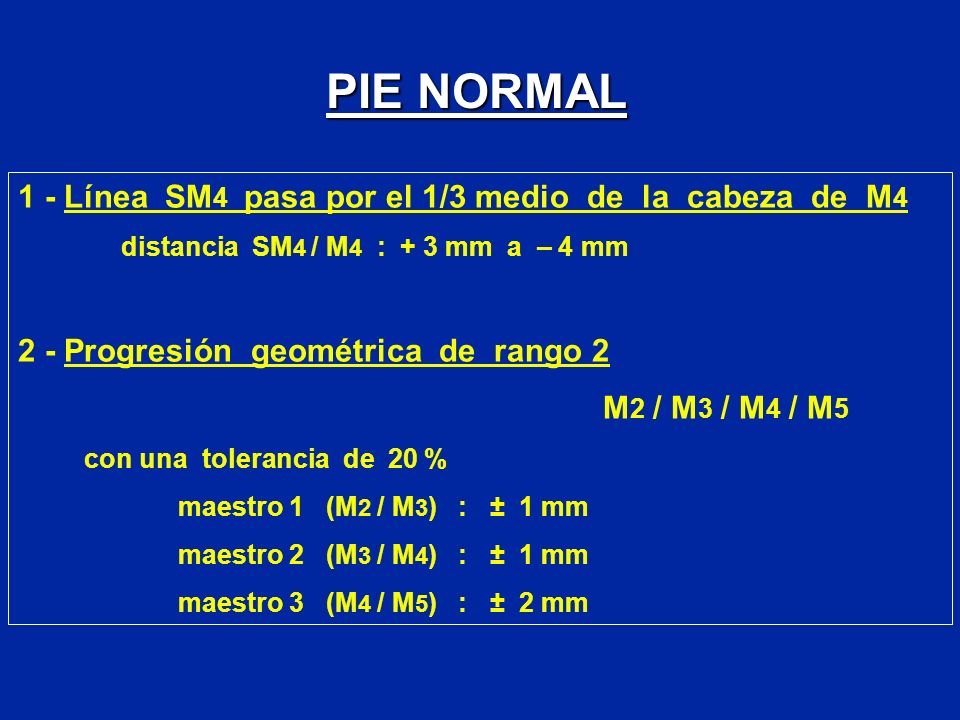 PIE NORMAL 1 - Línea SM4 pasa por el 1/3 medio de la cabeza de M4